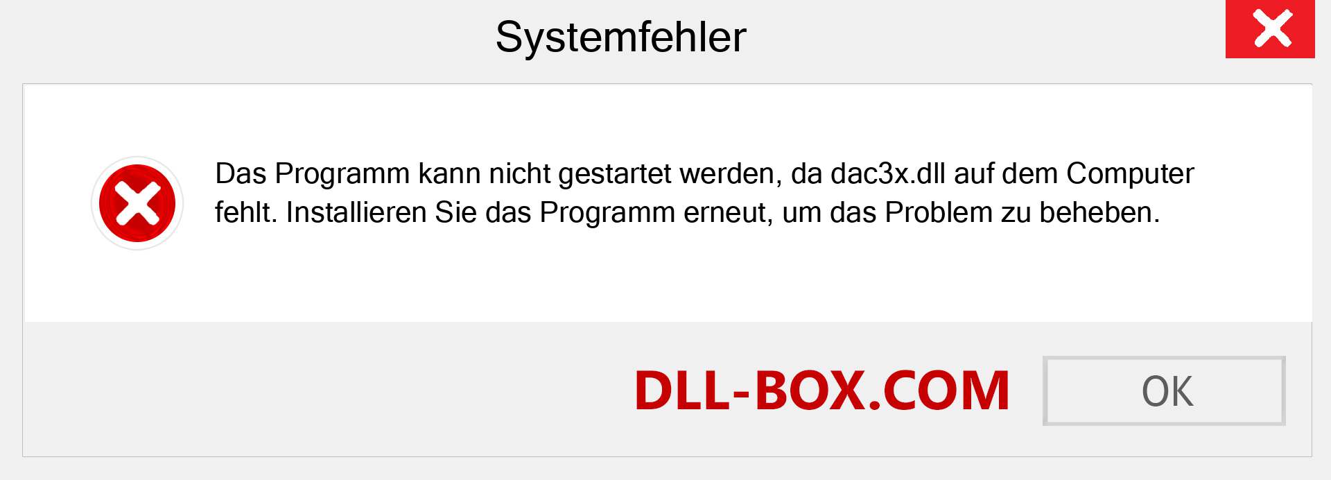 dac3x.dll-Datei fehlt?. Download für Windows 7, 8, 10 - Fix dac3x dll Missing Error unter Windows, Fotos, Bildern