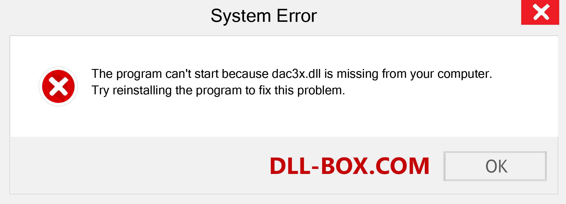  dac3x.dll file is missing?. Download for Windows 7, 8, 10 - Fix  dac3x dll Missing Error on Windows, photos, images